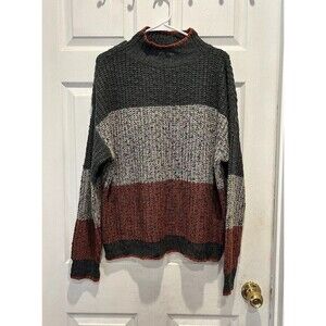 eesome Long Sleeve Multicolor Ribbed Striped Mockneck Sweaterβ size M/L